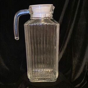 Clear Glass Pitcher with White Lid
